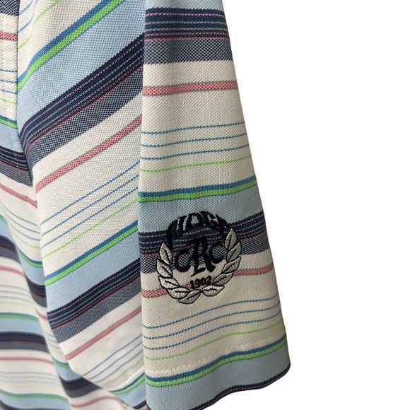 Johnnie-O Striped Men’s Polo Shirt Size Medium Short Sleeve Logo - Picture 6 of 7